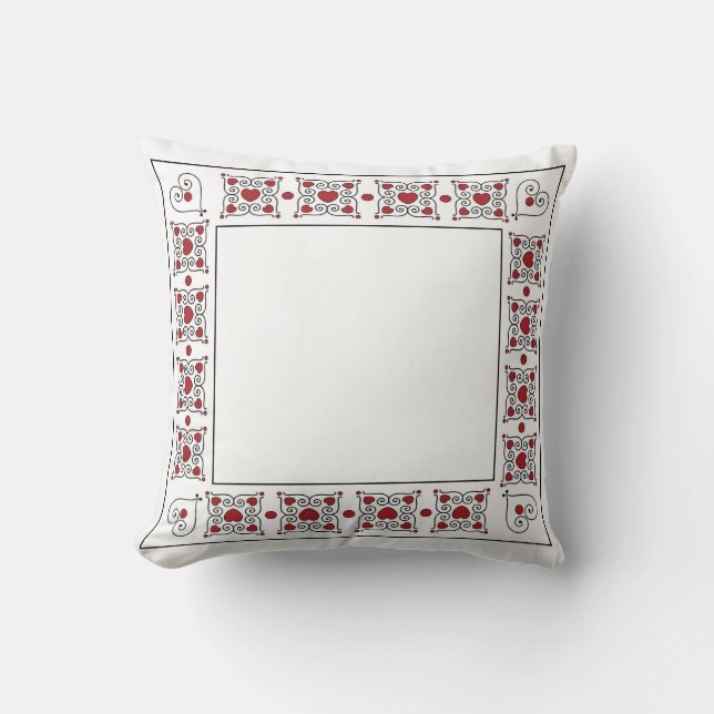 Cojín Decorativo Pilar del corazón rojo y blanco (Anverso)
