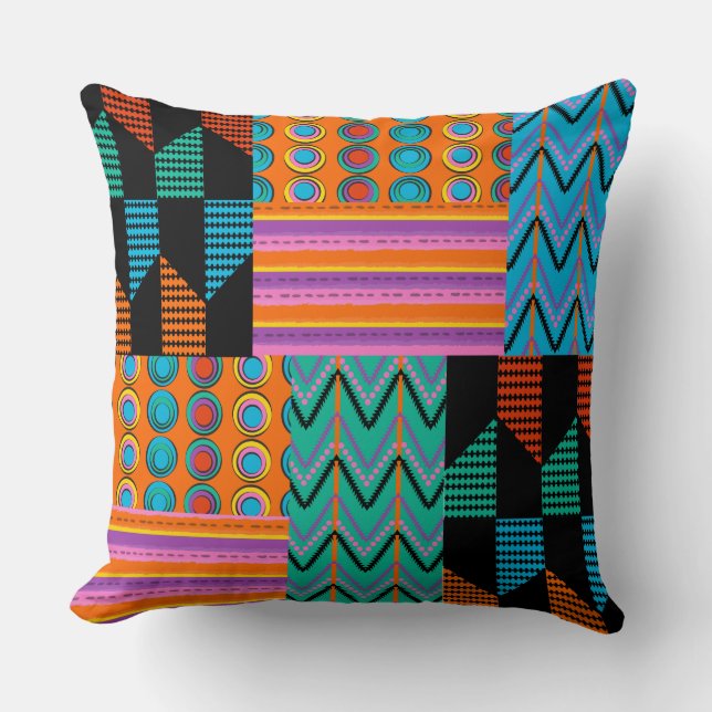 Cojín Decorativo Pilar del diseñador azteca multiafricano (Anverso)