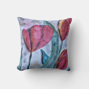 Cojín Decorativo Pilar del Diseñador de Tulipanes Rojos