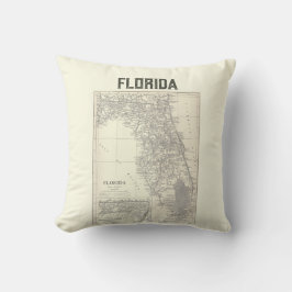Cojín Decorativo Pilar del mapa de la Florida vintage