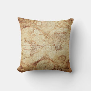 Cojín Decorativo "Pilar del mapa del mundo antiguo"