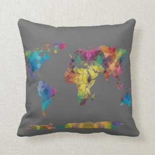 Cojín Decorativo Pilar del mapa del mundo geométrico