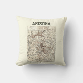 Cojín Decorativo Pilar del mapa vintage de Arizona