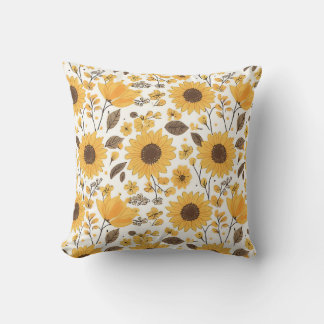 Cojín Decorativo Pilar del patrón de girasol amarillo