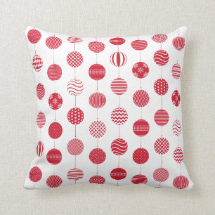 Cojín Decorativo Pilar del patrón de la bola de Navidades rojos