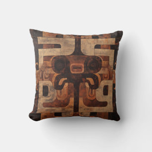 Cojín Decorativo Pilar del patrón de máscara de piedra azteca