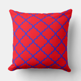 Cojín Decorativo Pilar del patrón de quatrefol azul rojo marroquí