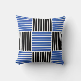 Cojín Decorativo Pilar del patrón de rayas en colores azul y negro