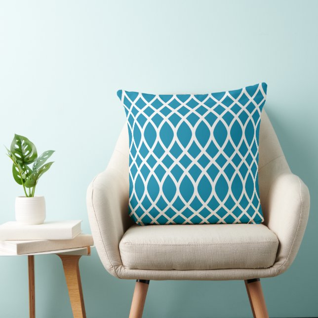Cojín Decorativo Pilar del patrón de Trellis | Azul Verde azulado (Silla)