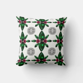 Cojín Decorativo Pilar del patrón Gemstone verde y rojo