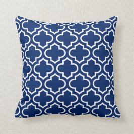 Cojín Decorativo Pilar del patrón Quatrefoil en azul real