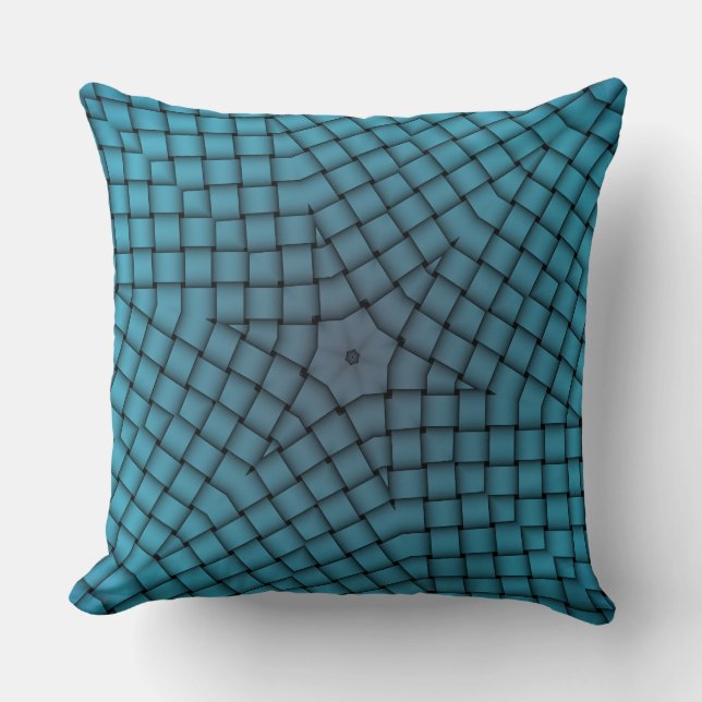 Cojín Decorativo Pilar del patrón trenzado con estrella azul (Anverso)