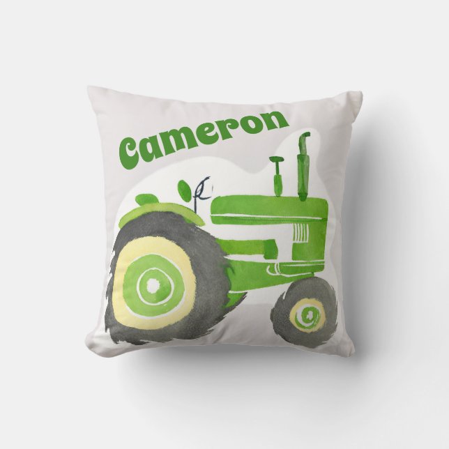 Cojín Decorativo Pilar del Tractor Verde Personalizado - Regalo de  (Anverso)