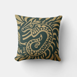 Cojín Decorativo Pilar Dragón Tribal de Oro
