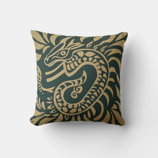 Cojín Decorativo Pilar Dragón Tribal de Oro