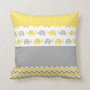 Cojín Decorativo Pilar elefante amarillo y gris