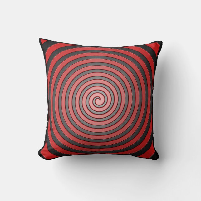 Cojín Decorativo Pilar espiral hipnótico rojo y negro (Anverso)