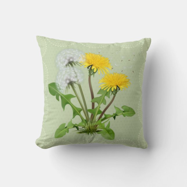 Cojín Decorativo Pilar floral de Dandelion (Anverso)