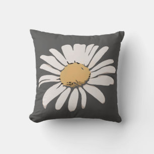 Cojín Decorativo Pilar floral gris margarita