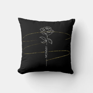 Cojín Decorativo Pilar floral negro y dorado - Decoración elegante 