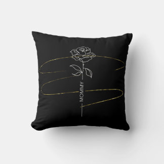 Cojín Decorativo Pilar floral negro y dorado - Decoración elegante
