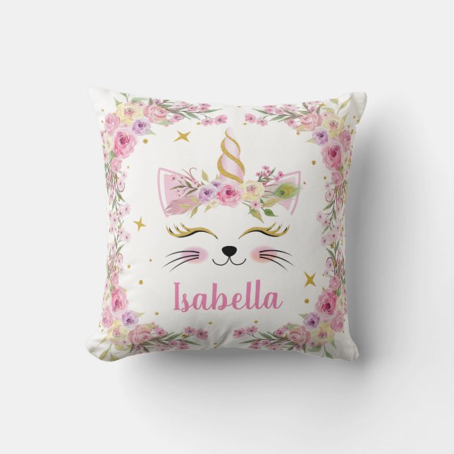 Cojín Decorativo Pilar floral personal Caticorn (Anverso)
