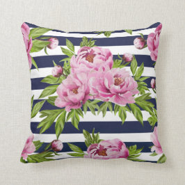 Cojín Decorativo Pilar floral rosa y azul marino