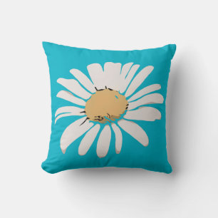 Cojín Decorativo Pilar floral turquesa de margarita
