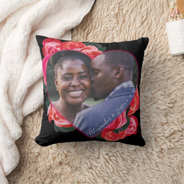 Cojín Decorativo Pilar fotográfico romántico de San Valentín negro  (Manta)