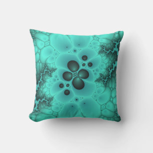 Cojín Decorativo Pilar fractal de burbuja verde azulada