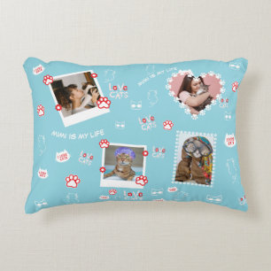 Cojín Decorativo Pilar gato personalizado con fotos de cara y nombr