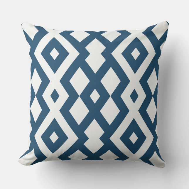 Cojín Decorativo Pilar geométrico azul/blanco (Anverso)