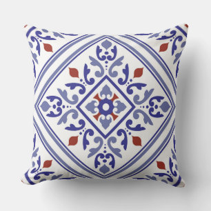 Cojín Decorativo Pilar geométrico del diamante azul