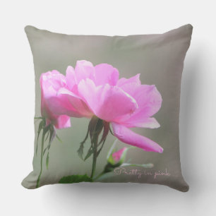 Cojín Decorativo Pilar gris con rosa