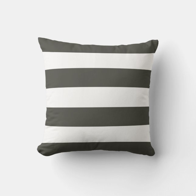 Cojín Decorativo Pilar gris oscuro y blanco rayado (Anverso)