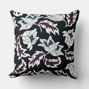 Cojín Decorativo Pilar inverso negro floral