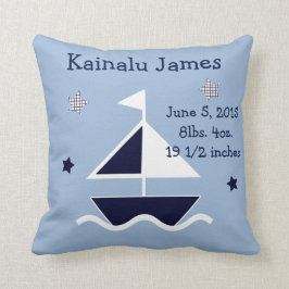 Cojín Decorativo Pilar Keepsake "Nautical/Sailboat" personalizado