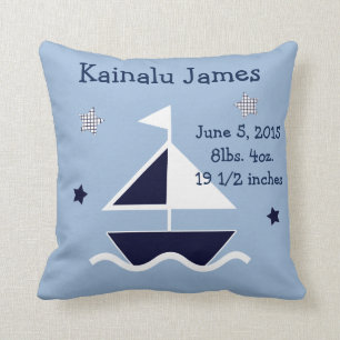 Cojín Decorativo Pilar Keepsake "Nautical/Sailboat" personalizado