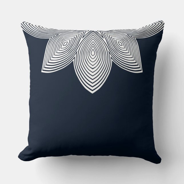 Cojín Decorativo Pilar lumbar tribal de flores de Lotus (Anverso)