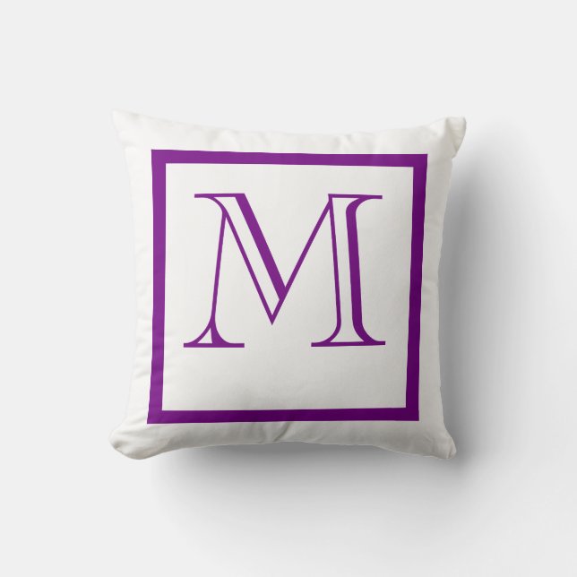 Cojín Decorativo Pilar monogramado morado positivo negativo (Anverso)
