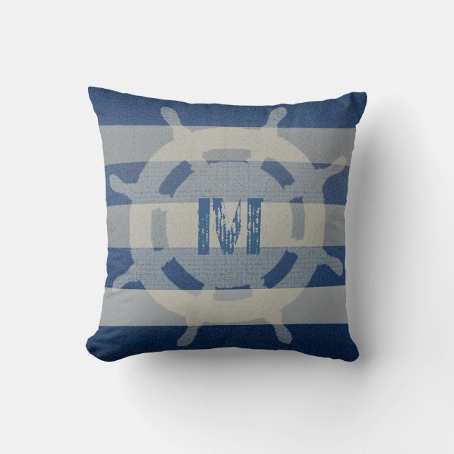 Cojín Decorativo Pilar nautical con la rueda del barco (Anverso)