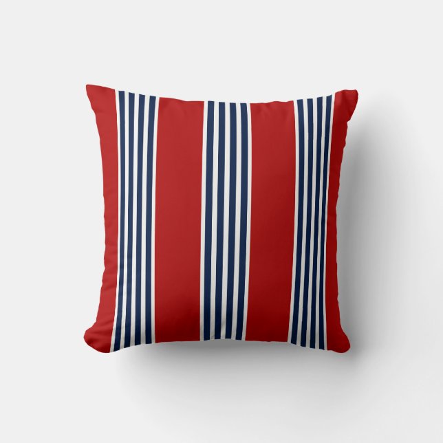 Cojín Decorativo Pilar náutico, azul, blanco, rojo, marítimo (Anverso)