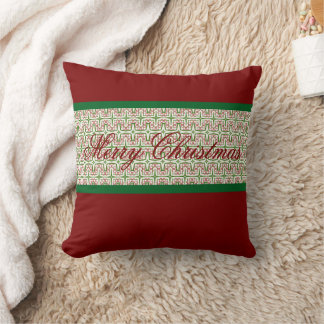 Cojín Decorativo Pilar navideño navideño de Feliz Verde y Rojo