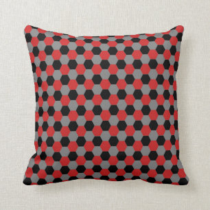 Cojín Decorativo Pilar negro rojo y gris hexagonal