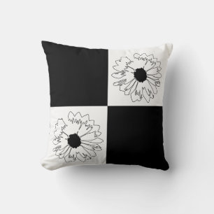 Cojín Decorativo Pilar negro y blanco de flor