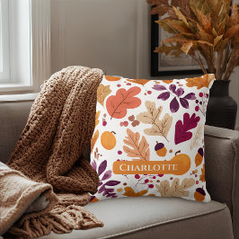 Cojín Decorativo Pilar otoñal personalizado: hojas y alcornoques ot