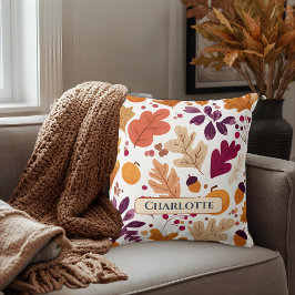 Cojín Decorativo Pilar otoñal personalizado: hojas y alcornoques ot
