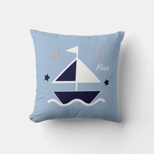 Cojín Decorativo Pilar personalizado "Náutico/velero/estrellas" (Anverso)