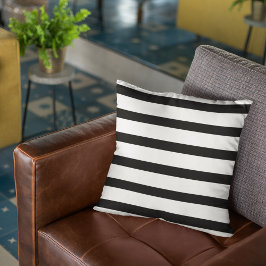 Cojín Decorativo Pilar poliéster de franjas blancas y negras