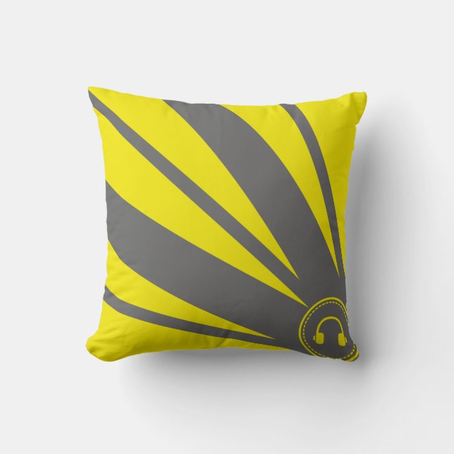 Cojín Decorativo Pilar rayado amarillo y gris (Anverso)